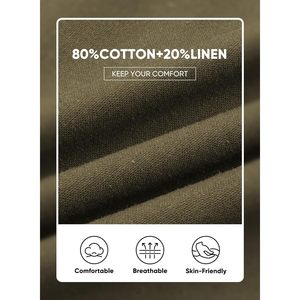 2025 hommes décontracté 8 \ "coton lin Shorts bouton taille été plage Shorts poches haute rue Style XS taille élastique tricoté - Product Image 6