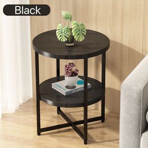Set di 2 Comodini Rotondi a 2 Livelli in Stile Rustico per Spazi Piccoli - per Camere da Letto e Soggiorno - Product Image 3