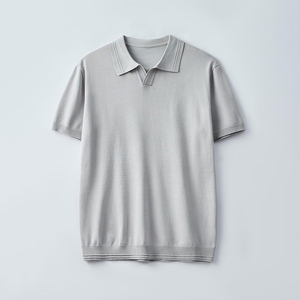 เสื้อโปโลแขนสั้นสีพื้นผ้าฝ้ายถักลำลองทรงปกติป้องกันรอยยับ S-Y1511 - Product Image 1