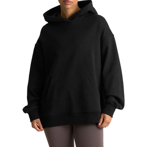 Haut à capuche oversize de haute qualité pour femme, à manches longues et épaules tombantes, séchage rapide, léger, tendance - Product Image 1