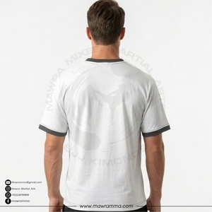 Camiseta blanca de manga corta para hombre Mawra con estampado de logotipo negro, corte regular, informal, cuello redondo, jersey de algodón, ropa de calle - Product Image 2