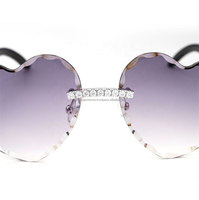 Nouvelles Lunettes de Soleil Personnalisées 2024 en Moissanite Diamant Certifiée, Forme Cœur, Tendances Spéciales, Couleurs Rouge, Bleu, Jaune, Vert, Violet
