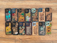Nouveau étui de téléphone en cuir usiné élégant fait à la main personnalisé Vintage luxe haute qualité étui floral usiné pour IPhone 15 Pro Max