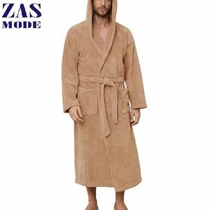 Peignoir Homme en Polaire Sherpa Entièrement Doublé, Ensemble Complet, Robe Contrastante Longue en Peluche, Vêtement de Nuit 100% Coton Polaire pour l'Hiver – Vente en Gros - Product Image 1