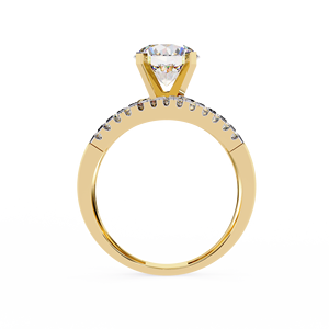 Anillo Clásico de Oro de 14k con Diamante Redondo de 2 Quilates, Engaste Pavé, para Mujer, Certificado IGI, Ideal para Compromiso, Aniversario o Boda - Product Image 3
