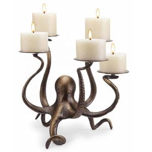Porte-bougie pieuvre fait main en métal, finition bronze, pour décoration intérieure, Noël, mariage - Product Image 1