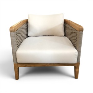 Sillón de Madera de Teca para Exteriores con Cojín de Cuerda Tejida, Diseño Contemporáneo, Muebles para el Hogar, Sala de Estar, Oficina en Casa, Hotel y Villa - Product Image 2
