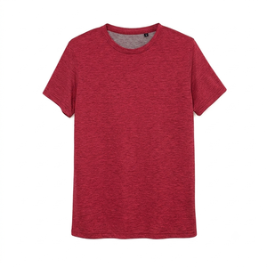 Camisetas Elegantes de Color Rojo Sólido para Hombre, Camisetas de Secado Rápido y Tela Transpirable con Servicios OEM y ODM - Product Image 1