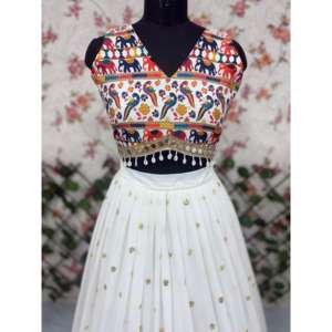 Designer Real Mirror Work Navratri Lehenga Choli <b>Performance</b> <b>Wear</b> - Product Image 3