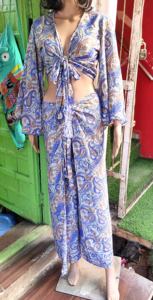 女士印花丝绸长裙复古设计连衣裙波西米亚女性新款度假v领波西米亚印花休闲连衣裙 - Product Image 2