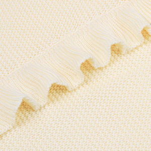 Knitted Organic Cotton <b>Throw</b> <b>Blanket</b> Solid Color Ruffle Edge Rectangular Cute Eco-Friendly Customizable Home Use Spring & Autumn - Product Image 4