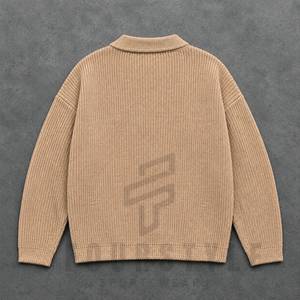 Pull en laine côtelée pour homme, chaud, à manches longues, col boutonné, décontracté, hiver - Product Image 3