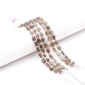 Cuentas ovaladas talladas de piedra lunar gris AAA, cuentas de piedras preciosas naturales talladas a mano para la fabricación de joyas, tallados de piedra lunar de primera calidad, 8 pulgadas - Product Image 3