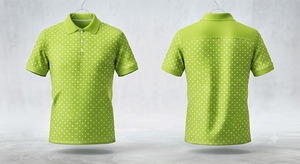 เสื้อโปโลผู้ชายสีเขียวลายจุด แขนสั้น ผ้าถัก สไตล์ลำลอง ทรงปกติ - Product Image 2