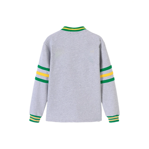 Custom sorority Norfolk State Heather Grey V Neck <b>Fleece</b> <b>Cardigan</b> with custom embroidery service <b>for</b> custom organization apparel - Product Image 2