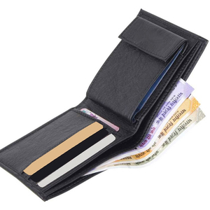 Portefeuilles en cuir véritable de couleur unie, design personnalisé en gros, avec fermeture à bouton, style écologique et tendance, meilleure qualité pour hommes - Product Image 2