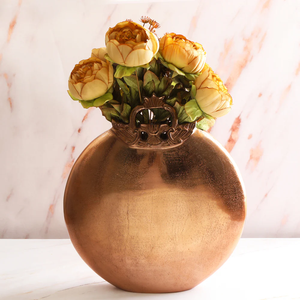 Fabricante y Exportador de Origen Indio, Venta al por Mayor de Floreros Ovalados de Aluminio con Recubrimiento de Cobre en Color Oro Rosa para Decoración del Hogar - Product Image 1