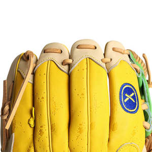 Gant de baseball jaune avec accents verts, motif banane, en coton/polyester/spandex, compatible écran tactile, détection par aiguille, utilisation quatre saisons - Product Image 2