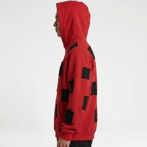Sudadera con capucha para hombre de corte regular, bordada con patchwork, estilo streetwear personalizado, con apliques desgastados, de tejido grueso - Product Image 3