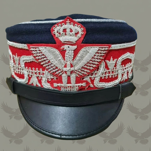 Gorra táctica bordada en rojo y azul marino con emblema de águila plateada y corona, gorra formal de visera para hombre - Product Image 1