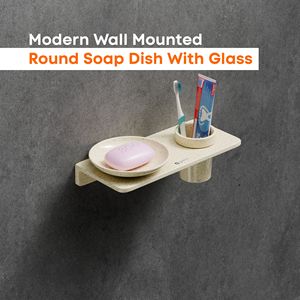 Support mural double pour savon, plateau rond en verre, support métallique double couche, robuste, accessoires de salle de bain, design antirouille - Product Image 2