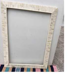 Premium Art Deco Wall <b>Mirror</b> Engineered MDF Base Intricate Bone Inlay Durable Resin Textured Surface Elegant Wooden Frame Finish - Product Image 3