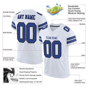 Wholesale Custom Football Jerseys 100% Polyester Quick Dry Breathable Lightweight Team Name Player <b>Number</b> Factory Price - Product Image 4