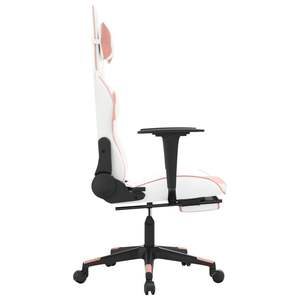 Silla de Juego de Piel Sintética Blanca y Rosa con Base de Madera Contrachapada y Espuma Metálica - Asiento Duradero y Elegante para Gamers - Product Image 5