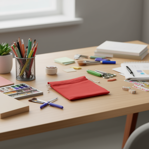 Borsa in tessuto multiuso Ilan 9x12 cm 3 pezzi colore rosso per riporre oggetti - Product Image 2