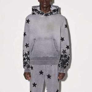 Sudaderas con capucha vintage personalizadas con cremallera y bordado 3D para hombre, con efecto desgastado por el sol, lavado ácido, logotipo de estrella, forro polar, teñido liso para invierno - Product Image 5