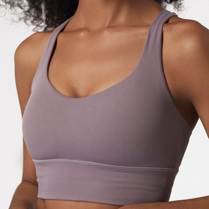 Soutien-gorge de sport sans couture WARPRO INDUSTRY pour femme, bleu clair, maintien élevé, bretelles spaghetti, respirant, haut de sport 100 % coton - Product Image 6