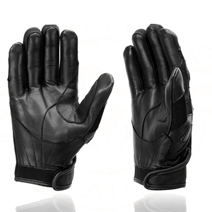 Guantes de Motociclismo Deportivos Samroz para Mujer, Negros, de Cuero y Malla - Product Image 3