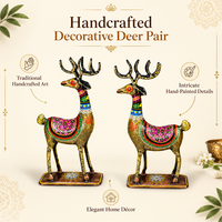 Ensemble de 2 figurines de cerfs en fer peintes à la main, design bohème, décoration écologique pour la maison et le bureau, ornement de table