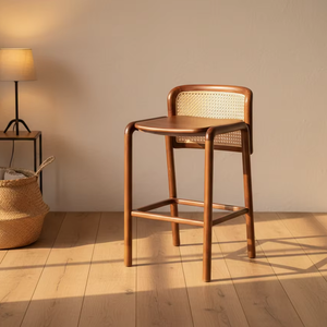 Chaise de bar en teck massif artisanale Lufi, finition naturelle, qualité commerciale, pour hôtel, école, usage extérieur - Product Image 5