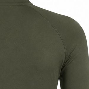 Pull de golf à manches longues vert olive avec fermeture éclair quart de tour pour homme – Haut de performance sportif, tenue d'entraînement en extérieur, vêtement athlétique décontracté - Product Image 3