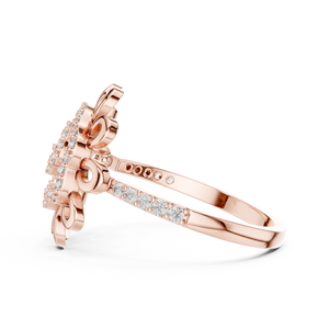 SUNBURST FLORAL LAB-GROWN ROUND CUT DIAMOND WOMEN'S <b>RING</b> <b>SET</b> IN 18KT ROSE <b>GOLD</b> FOR ENGAGEMENT PARTY WEDDING GLAM EVENT - Product Image 2