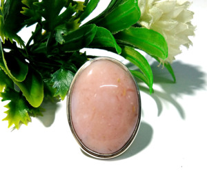 Bague Statement Ovale Faite à la Main en Argent Sterling 925 Certifié par un Tierce Partie, Ornée d'une Pierre Précieuse Opale Rose Naturelle, Style Bohème, pour Homme - Product Image 3