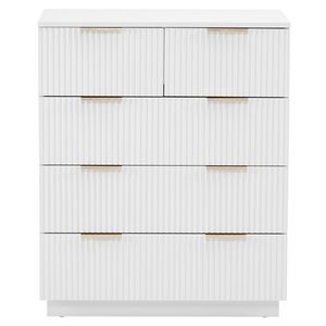 Cassettiera a cinque cassetti bianca in particolato P2 e MDF con frontale a motivo ondulato 72x4194cm - Product Image 2