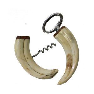 Abridor de botellas de cuerno de búfalo, artesanía natural hecha a mano con cabezal de acero inoxidable para uso diario en la cocina y el bar. - Product Image 1