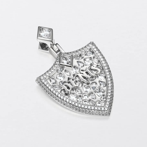 Collar con Colgante Escudo Defiant de Plata 925 con Moissanita Engastada en Bisel, Joyería Clásica Unisex Estilo Hip Hop, Regalo para Fiesta - Product Image 2