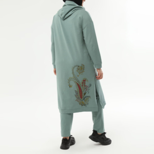 Customized Best Selling Women <b>Modest</b> Hooded Jogger <b>Set</b> Solid Embroidery Button Casual Knitting 100% Polyester Breathable - Product Image 6