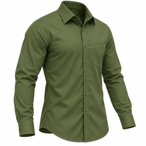 Camisa de Vestir Personalizada para Hombre, Ropa Formal de Oficina, Manga Larga, Cierre de Botones, un Solo Bolsillo, Color Sólido, Camisa de Negocios Personalizada para Hombre - Product Image 3