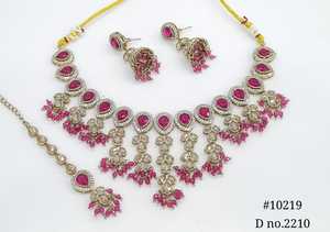 Bijoux Mehendi sert 10219, collier Polki Kundan, bijoux aspect émeraude, bijoux de mariée pakistanais pour mariage, fête, femmes. - Product Image 5