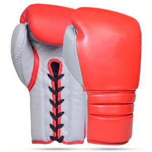 Guantes de Boxeo de Cuero Negro Personalizados con Cordones, Guantes de Sparring para MMA, Muay Thai, Guantes de Boxeo Profesionales con Logotipo Personalizado, Venta al Por Mayor - Product Image 4