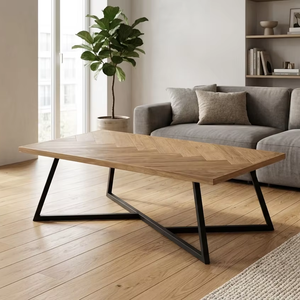 Table basse moderne en bois massif Nopelo, design minimaliste, finition naturelle, pour salon, hôtel et villa - Product Image 1