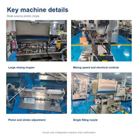 Machine de remplissage semi-automatique avec trémie mélangeuse pour liquides et sauces épaisses, pour bouteilles, bocaux et poches à bec verseur