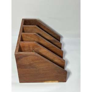 Porte-revues à 4 étagères, porte-livres, organisateur de table, porte-revues en bois, rangement pour la maison et le bureau, porte-livres en bois d'acacia - Product Image 2