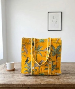 Reusable Shopping Bag Eco Friendly Cotton <b>Tote</b> Bag Handmade Quilted <b>Tote</b> For Women Grocery And Everyday Use - Product Image 1