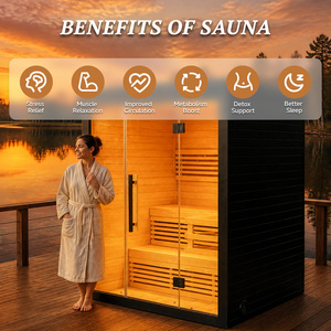 Sauna extérieur Mirror Lake en bois de pruche avec verre trempé de 8 mm et chauffage électrique pour maison de bord de mer, chalet, jardin, spa de bien-être - Product Image 2