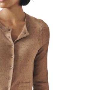 Chocolate <b>Brown</b> Soft Touch Cotton Rich Crew Neck <b>Cardigan</b> <b>Women</b> Long Sleeve Button Front Knitwear With Pockets For Wholesale Top - Product Image 4